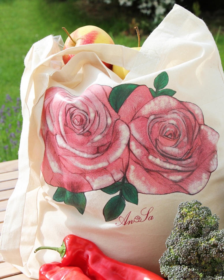 Einkaufstasche mit Rosenmotiv